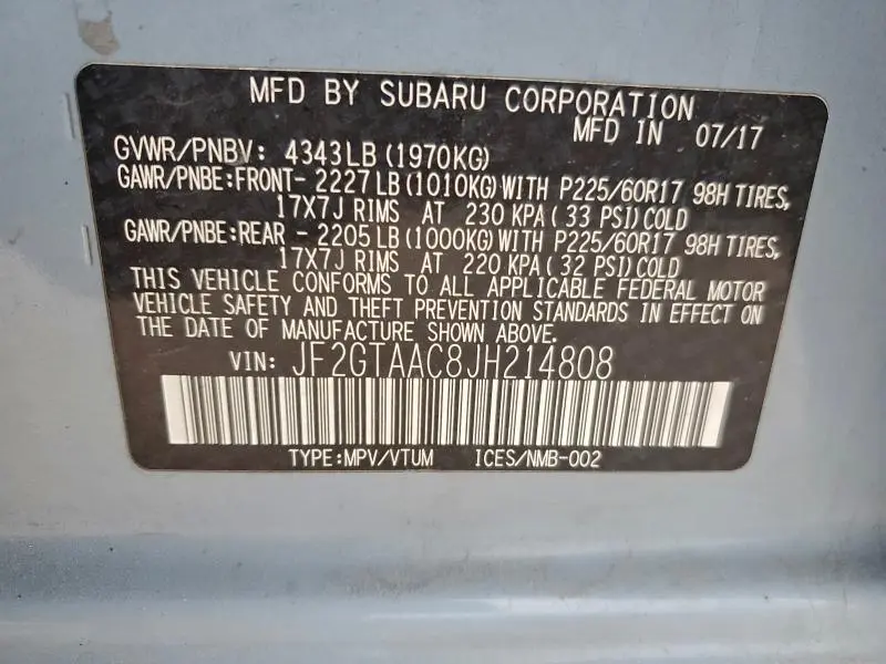 2018 SUBARU CROSSTREK   