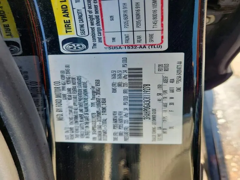 2012 FORD FUSION S  