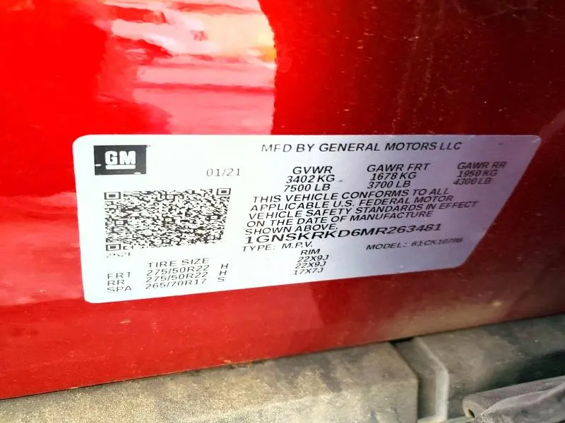 2021 CHEVROLET TAHOE K1500 RST  