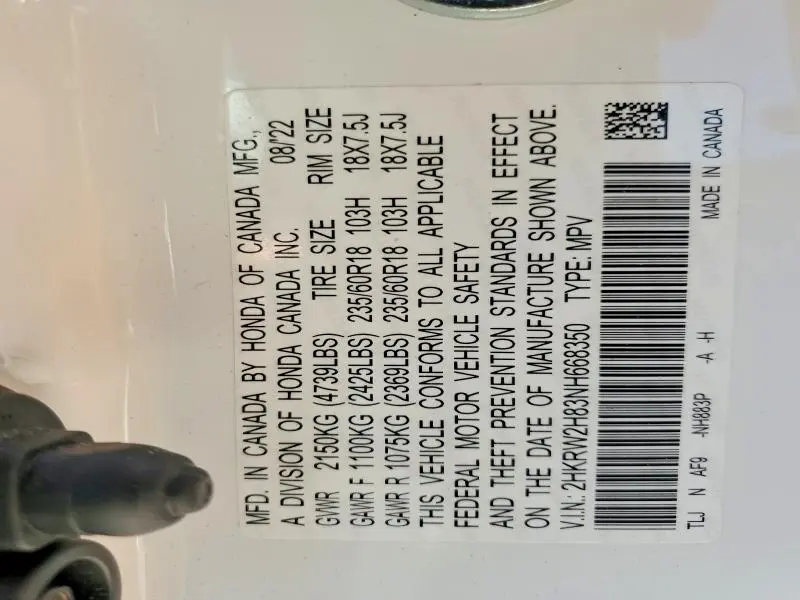 2022 HONDA CR-V EXL  