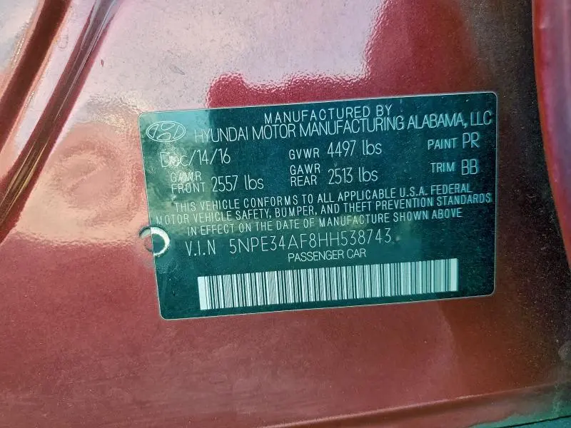 2017 HYUNDAI SONATA SPORT  