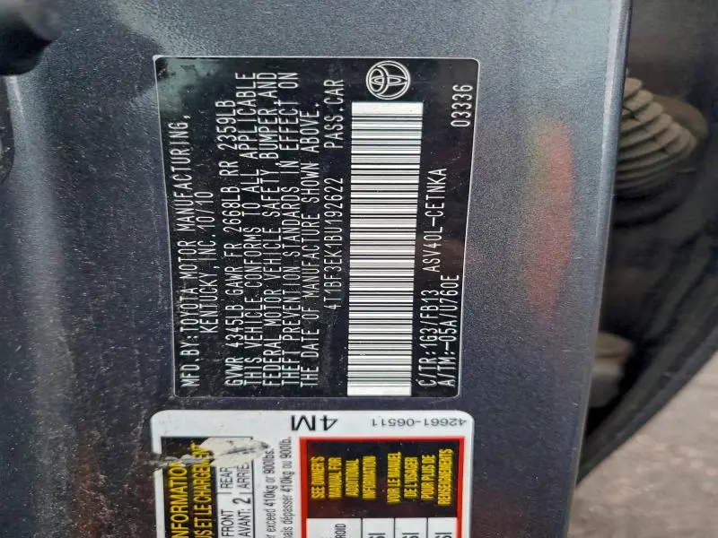 2011 TOYOTA CAMRY BASE  