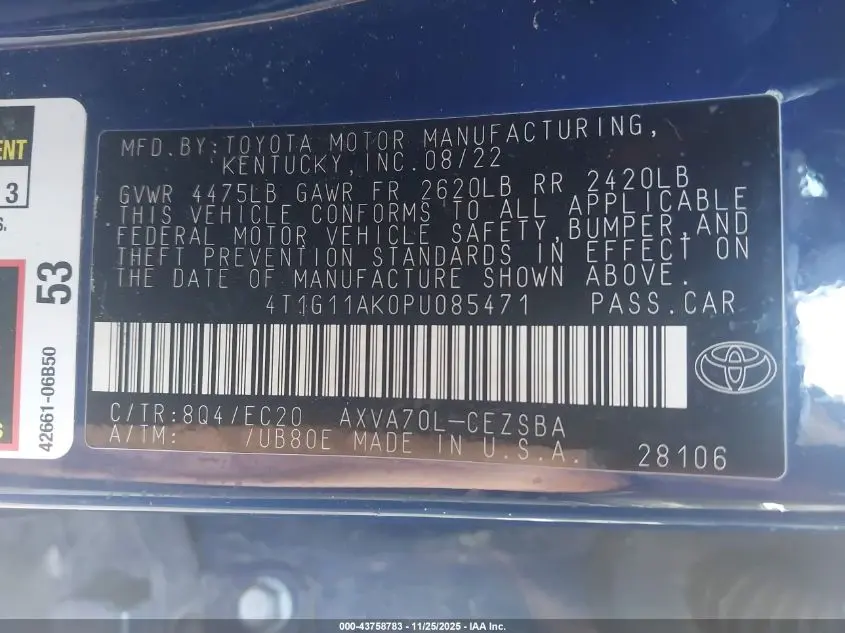 2023 TOYOTA CAMRY SE NIGHTSHADE EDITION