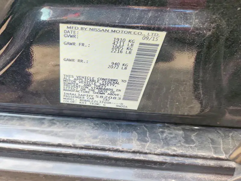 2015 NISSAN ALTIMA 2.5 S  