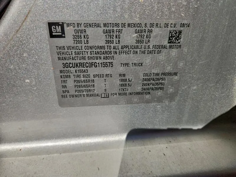 2015 CHEVROLET SILVERADO K1500 LT  