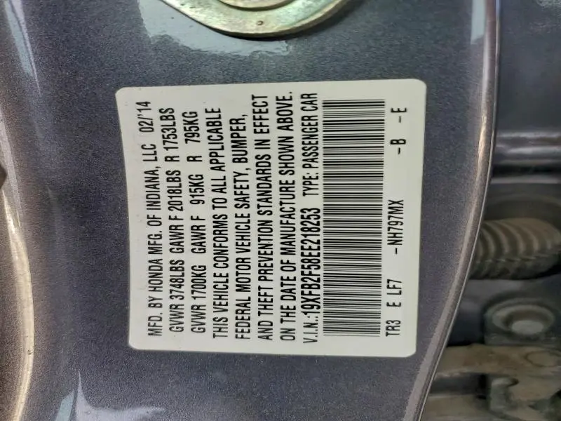 2014 HONDA CIVIC LX  