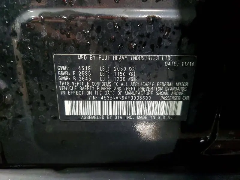 2015 SUBARU LEGACY 2.5I LIMITED  