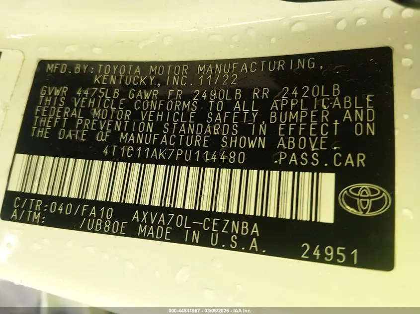 2023 TOYOTA CAMRY LE