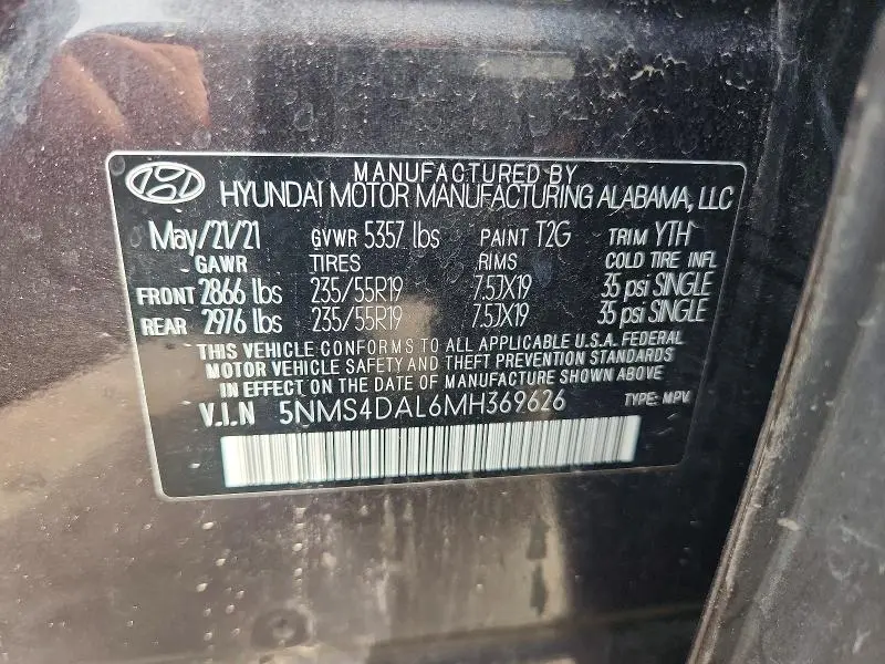 2021 HYUNDAI SANTA FE LIMITED  