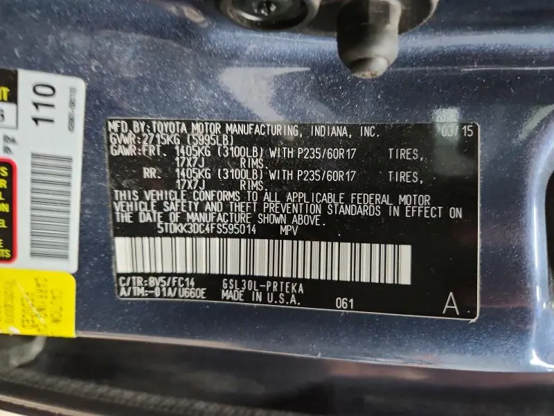 2015 TOYOTA SIENNA LE 8-PASSENGER  