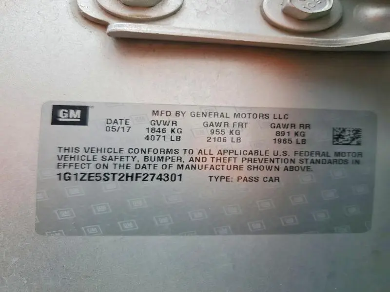 2017 CHEVROLET MALIBU LT  