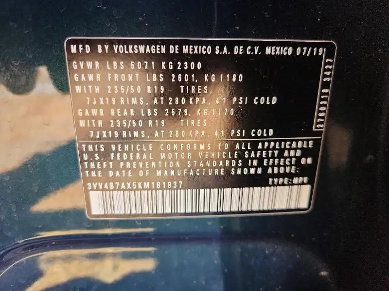 2019 VOLKSWAGEN TIGUAN SEL PREMIUM  