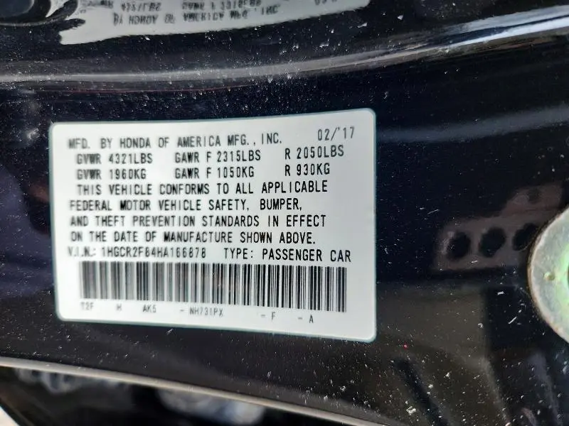 2017 HONDA ACCORD EXL  