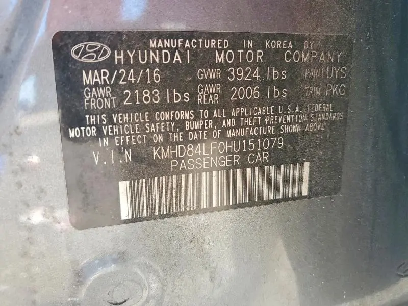2017 HYUNDAI ELANTRA LIMITED  