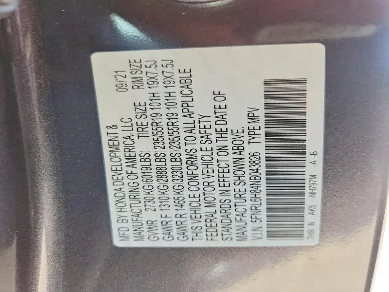 2022 HONDA ODYSSEY TOURING  