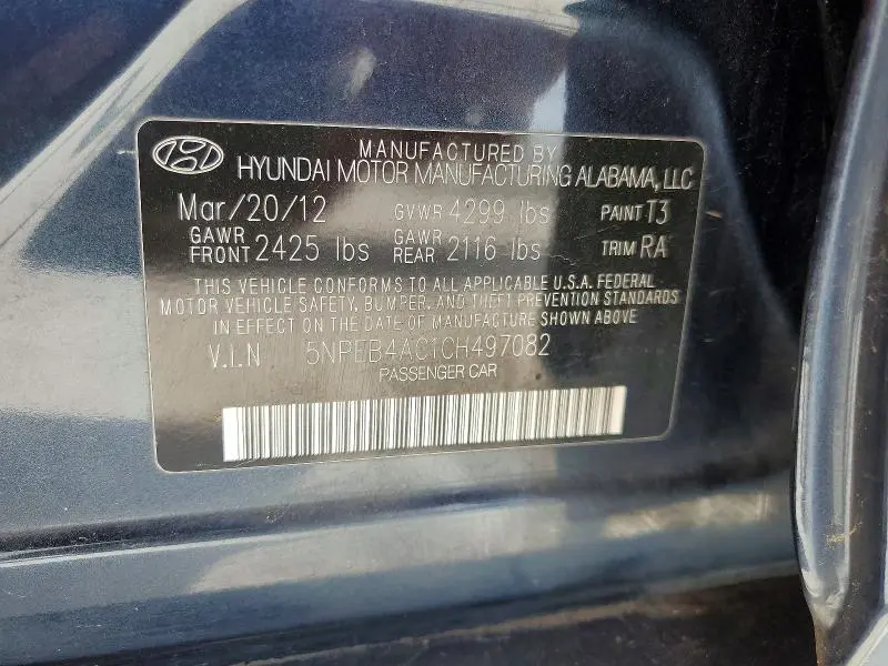 2012 HYUNDAI SONATA GLS  
