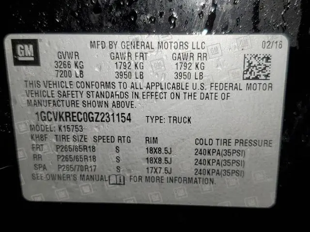 2016 CHEVROLET SILVERADO K1500 LT  
