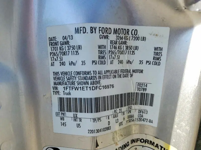 2013 FORD F150 SUPERCREW  