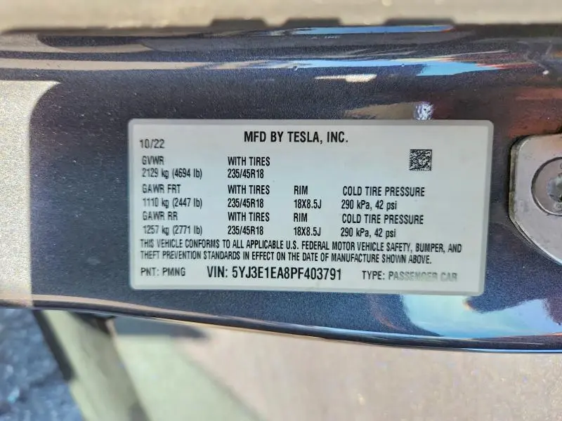 2023 TESLA MODEL 3   