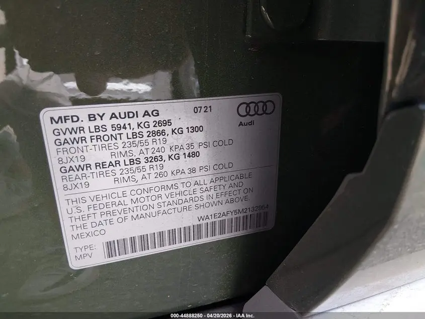 2021 AUDI Q5 PREMIUM PLUS 55 TFSI E QUATTRO S TRONIC