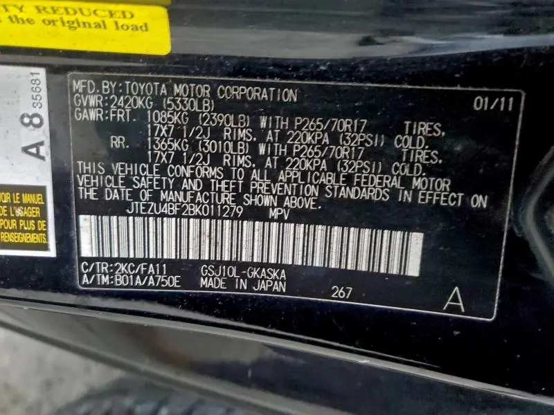 2011 TOYOTA FJ CRUISER   