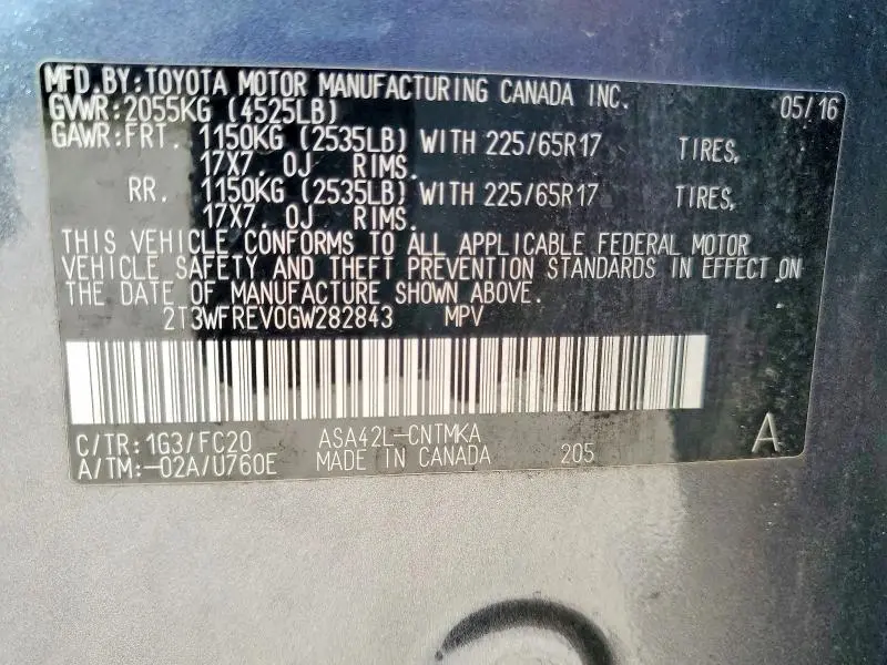 2016 TOYOTA RAV4 XLE  