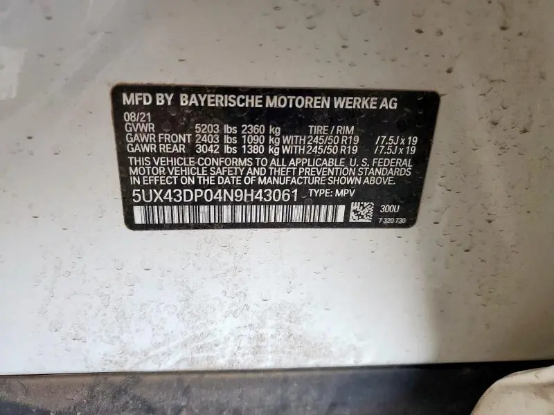 2022 BMW X3 SDRIVE30I  