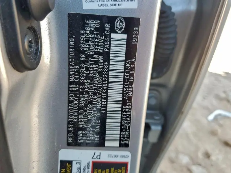 2016 TOYOTA CAMRY LE  