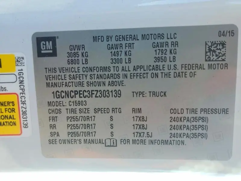 2015 CHEVROLET SILVERADO C1500  