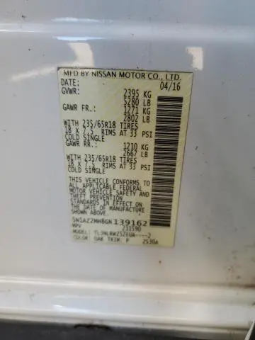 2016 NISSAN MURANO S  