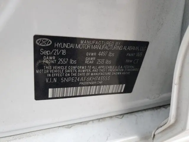 2019 HYUNDAI SONATA SE  