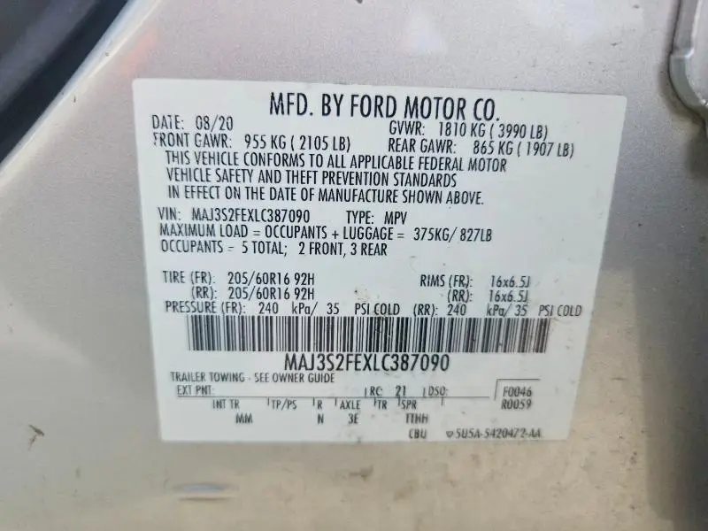 2020 FORD ECOSPORT S  