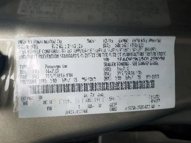 2016 FORD FOCUS SE