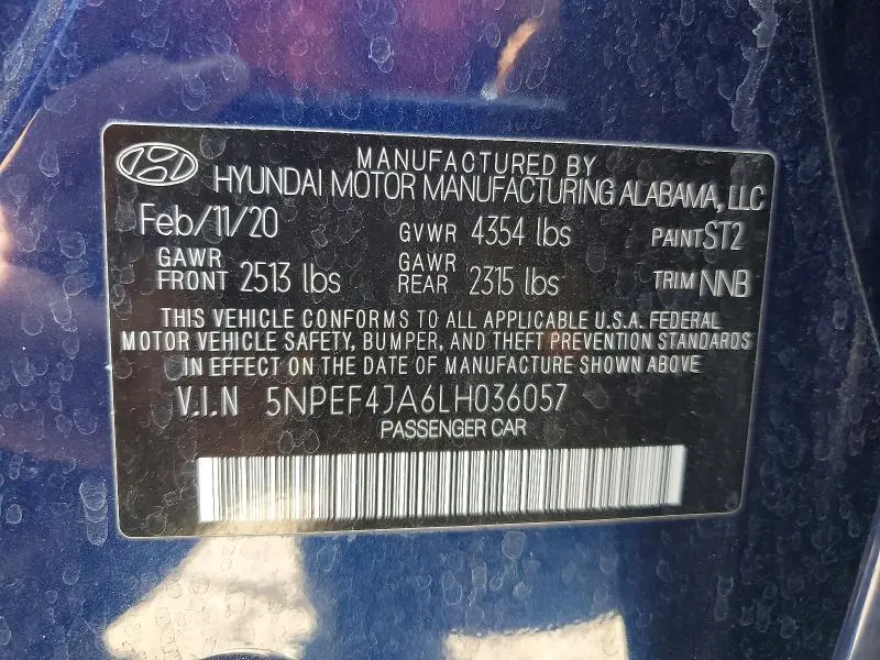 2020 HYUNDAI SONATA SEL  