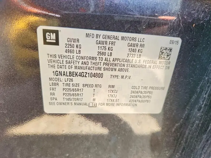 2016 CHEVROLET EQUINOX LS  