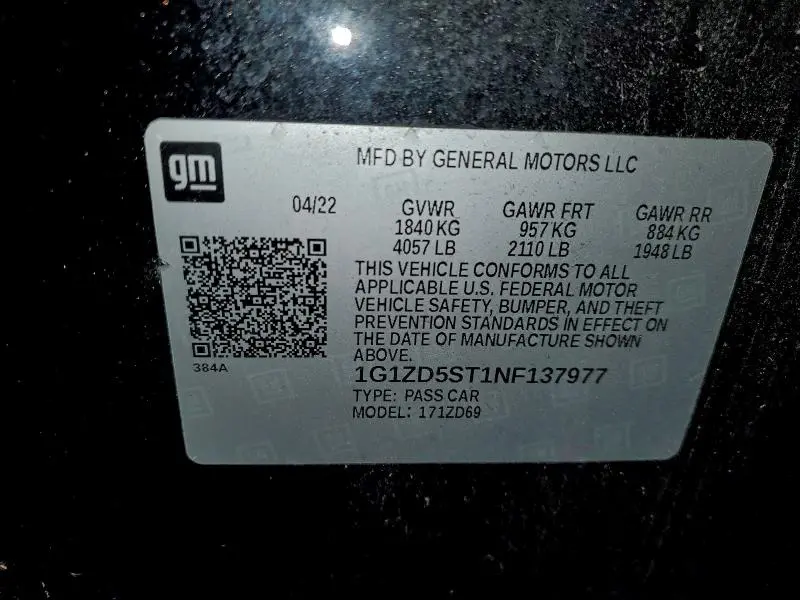 2022 CHEVROLET MALIBU LT  