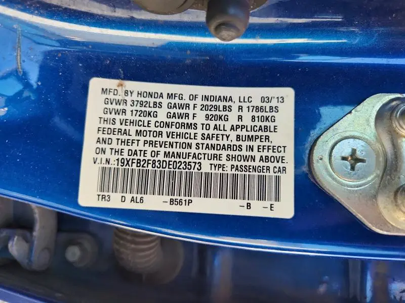 2013 HONDA CIVIC EX  
