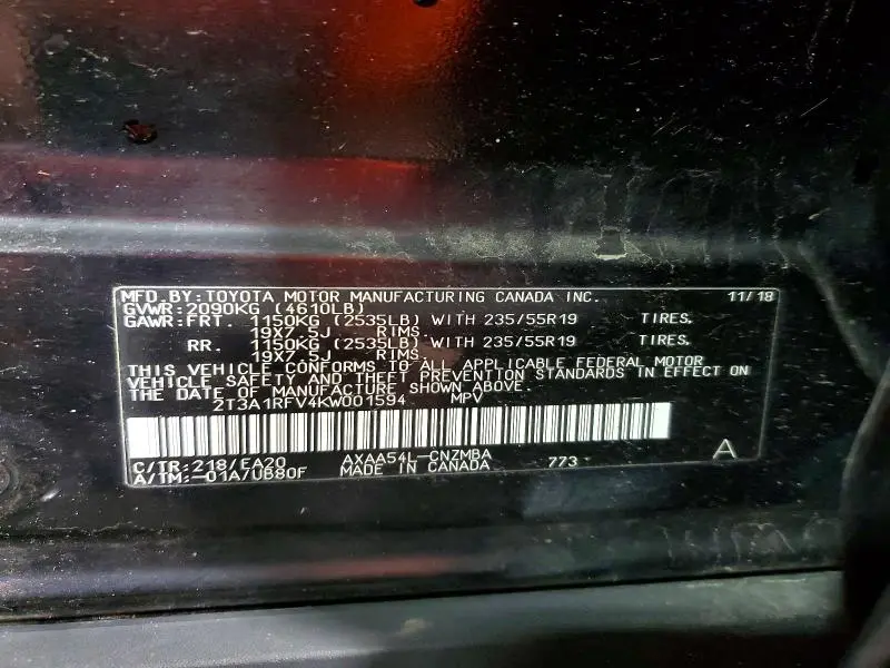 2019 TOYOTA RAV4 XLE PREMIUM  