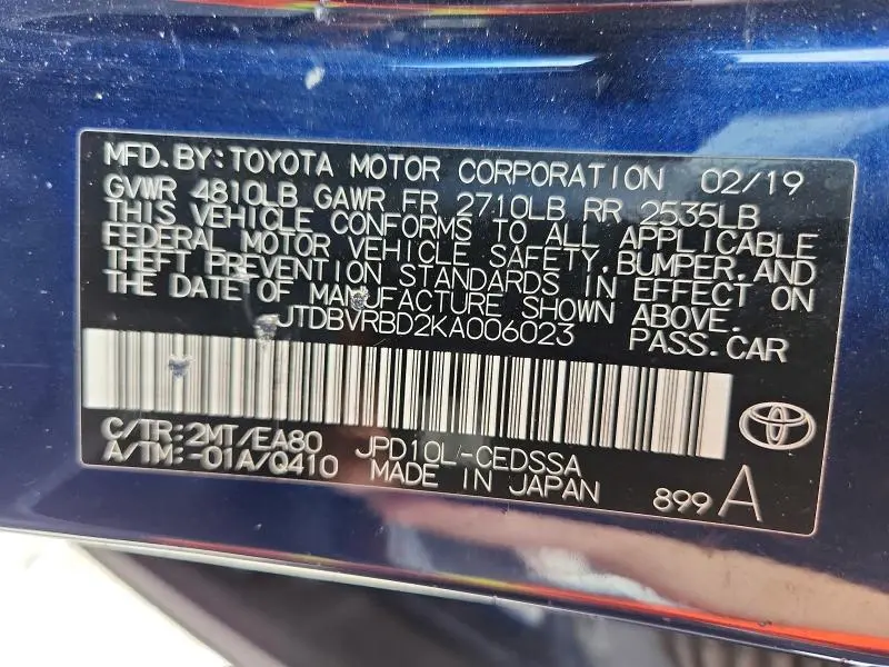 2019 TOYOTA MIRAI BASE  