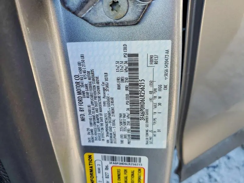 2020 FORD FUSION SE  