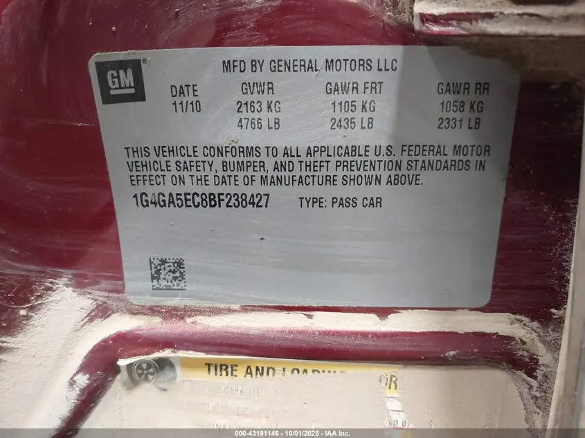 2011 BUICK LACROSSE CX