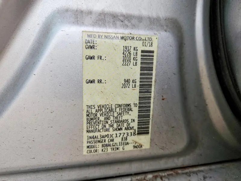 2018 NISSAN ALTIMA 2.5  