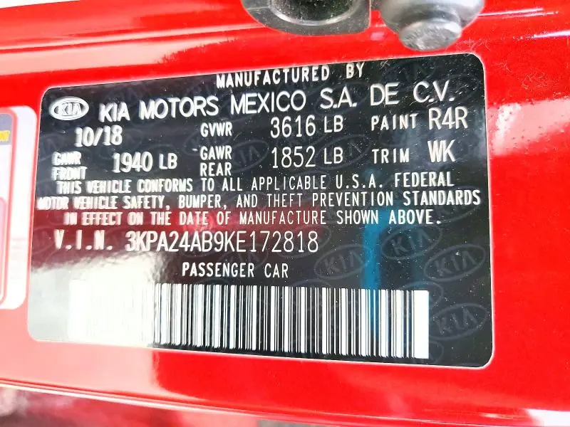 2019 KIA RIO S  