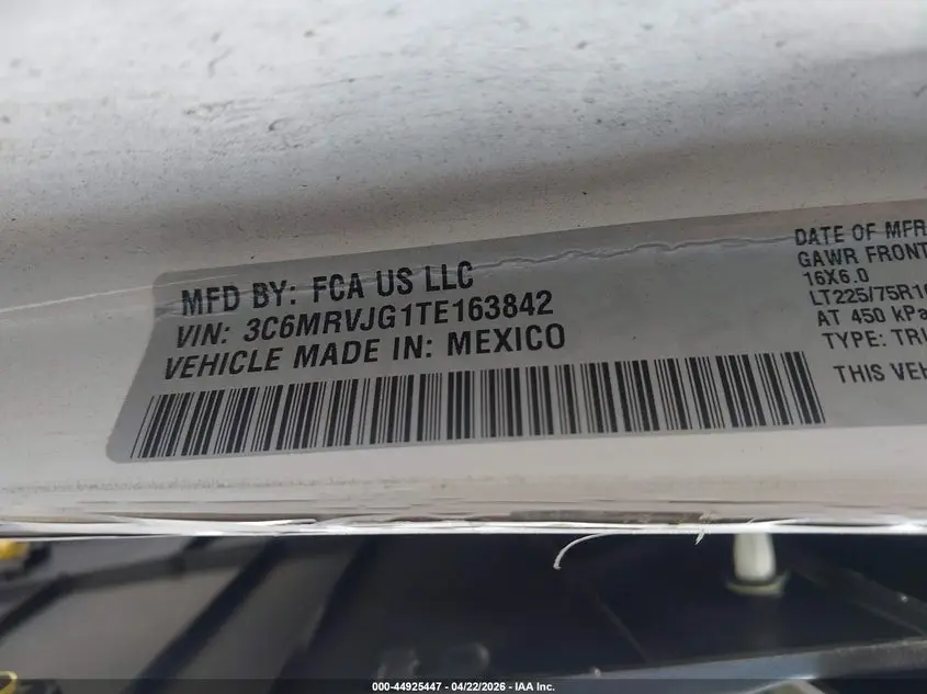 2026 RAM PROMASTER 3500 CARGO VAN TRADESMAN HIGH ROOF 159 WB EXT W/PASS SEAT