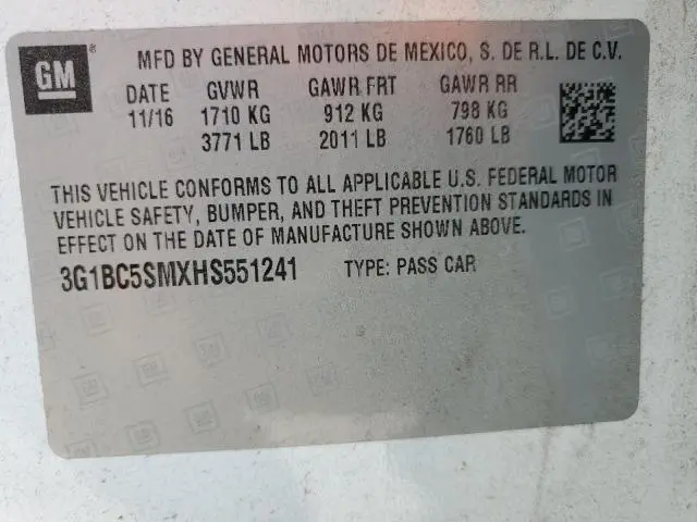2017 CHEVROLET CRUZE LS  