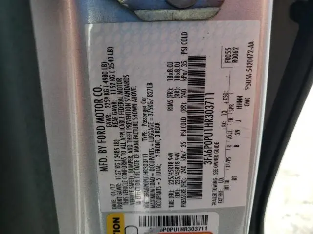 2017 FORD FUSION SE PHEV  