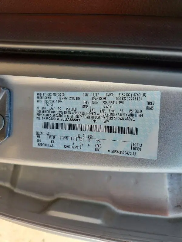 2018 FORD ESCAPE SE  