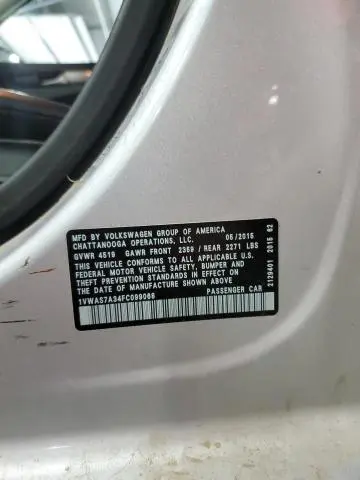2015 VOLKSWAGEN PASSAT S  