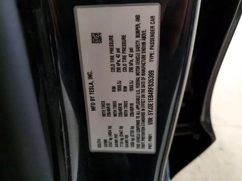 2024 TESLA MODEL 3   