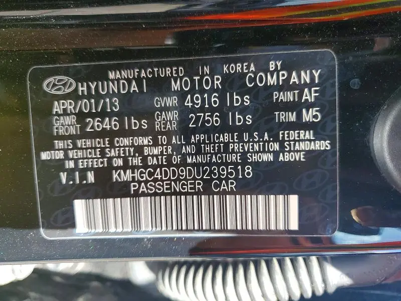 2013 HYUNDAI GENESIS 3.8L  